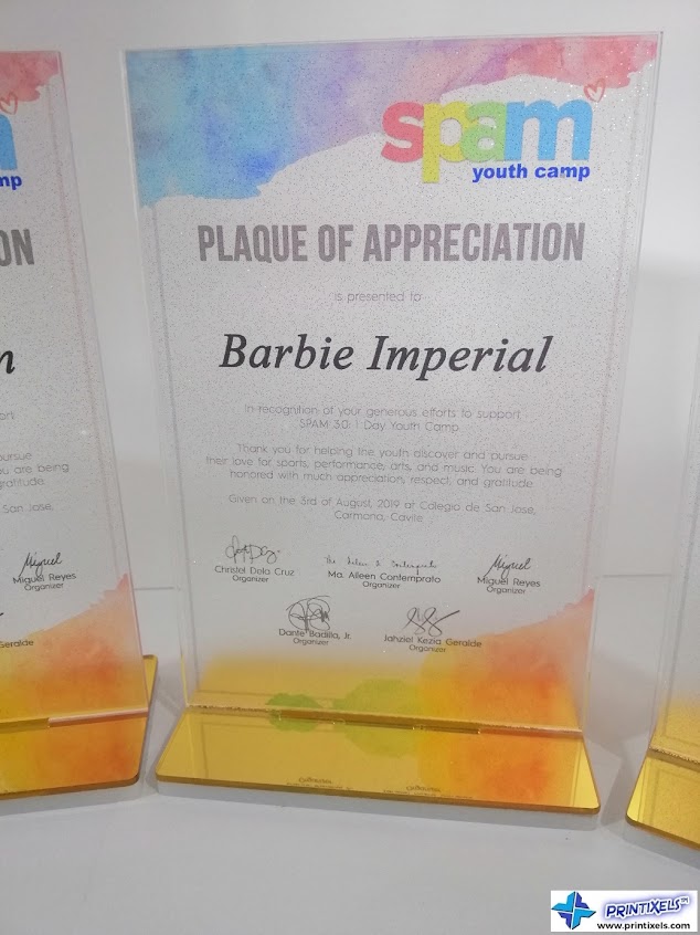 Acrylic Plaque Of Appreciation Philippines