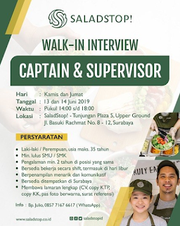 Walk In Interview di Saladstop! Surabaya Terbaru Juni 2019