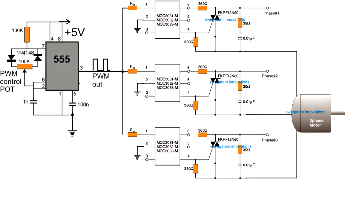 3 Phase Induction Motor Speed Controller Circuit