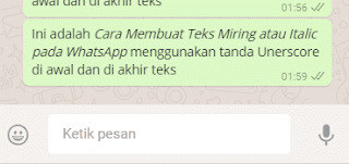 Trik Cara Membuat Teks  Miring Italic di WhatsApp