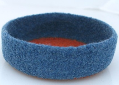 blue and orange felted bowl