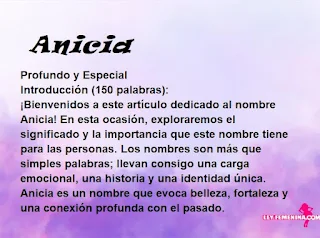 significado del nombre Anicia