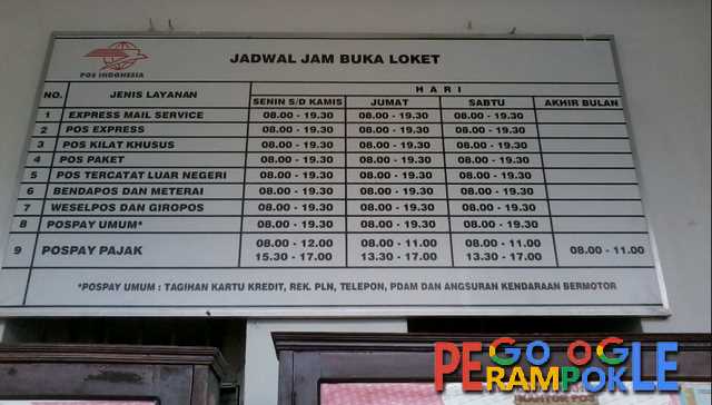 Jadwal jam buka loket kantor pos