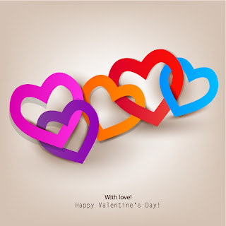 ハートを重ねたバレンタインデー背景 Valentine's Day love heart to heart イラスト素材