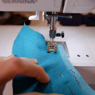 Flat felled jeans seam step 2. The seam is sewn at 2 cm