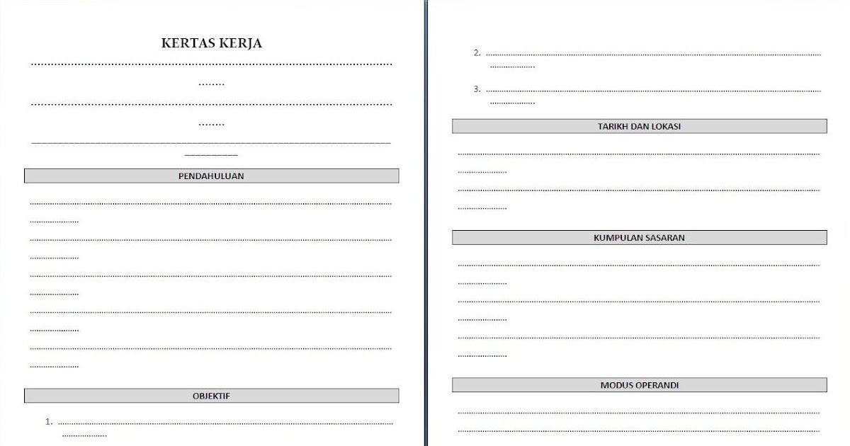 Format Ringkas Kertas Kerja ~ asampedasikanpari