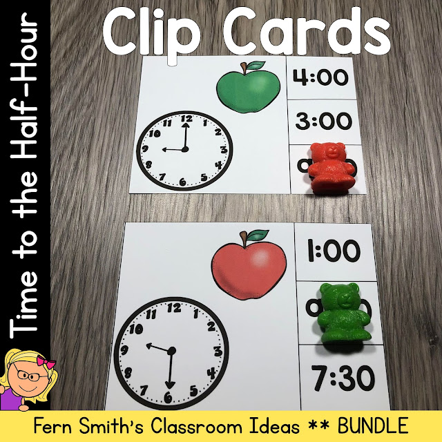 Click Here to Download This Time to the Half Hour Clip Cards Back to School September Bundle to Use in Your Classroom Today!