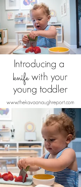 Introducing a wavy chopper knife with your young Montessori toddler