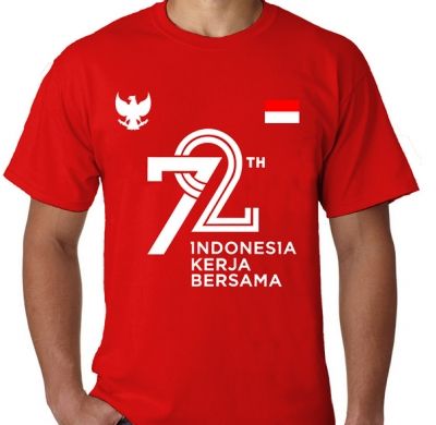 Contoh desain kaos HUT RI  ke 74 pada 17 Agustus 2022 yang 