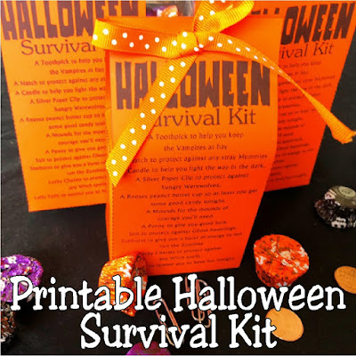 Stay safe this Halloween from all the Zombies, Vampires, and Ghosts out there with a printable Halloween survival kit. This Halloween printable is a great Halloween treat for your kids or friends and will keep them smiling all night long. #halloween #survivalkit #printable #diypartymomblog