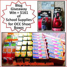 Blog Giveaway Win Provides School Supplies for Operation Christmas Child Boxes