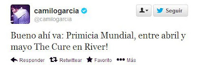 camilo garcia anuncia a the cure en river el 2013