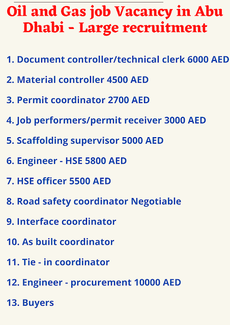 Oil and Gas job Vacancy in Abu Dhabi - Large recruitment