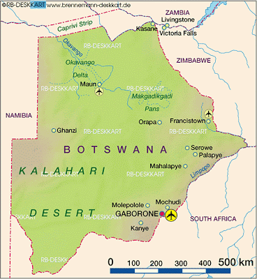 Mapamundi Mapa de Botswana África