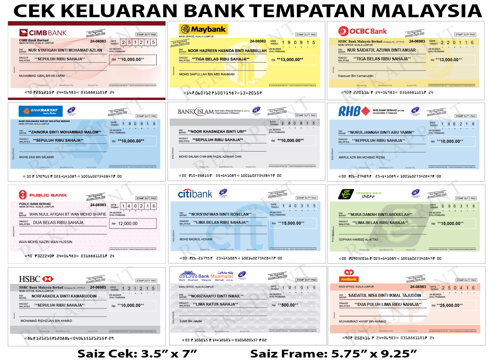 RekaPrint: Testimoni Pelanggan (Replika Cek Hantaran)