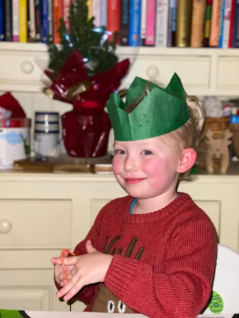 Cracker hat's and Christmas jumpers for Christmas Eve Dinner