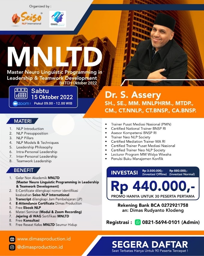 WA.0821-5694-0101 | Master Neuro Linguistic Programming In Leadership And Teamwork Development (MNLTD) 15 Oktober 2022