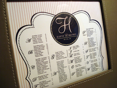 Striped Shabby Chic Seating Chart with Large Personalized Monogram