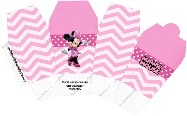 Coqueta Minnie en Rosa: Cajas para Imprimir Gratis. 