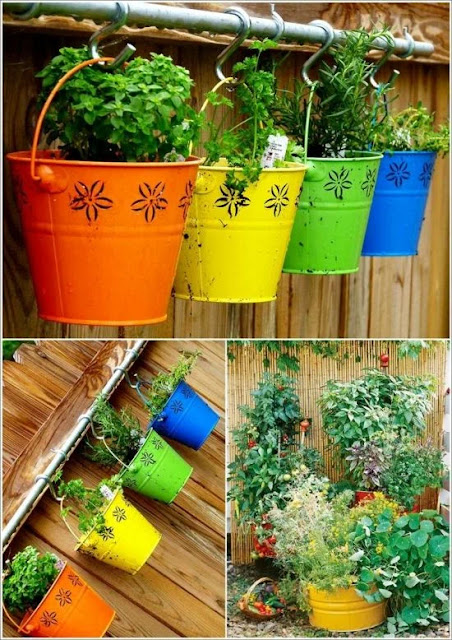 stunning indoor garden wall with buckets