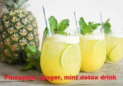 Pineapple, ginger, mint detox drink