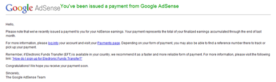 google adsense payment