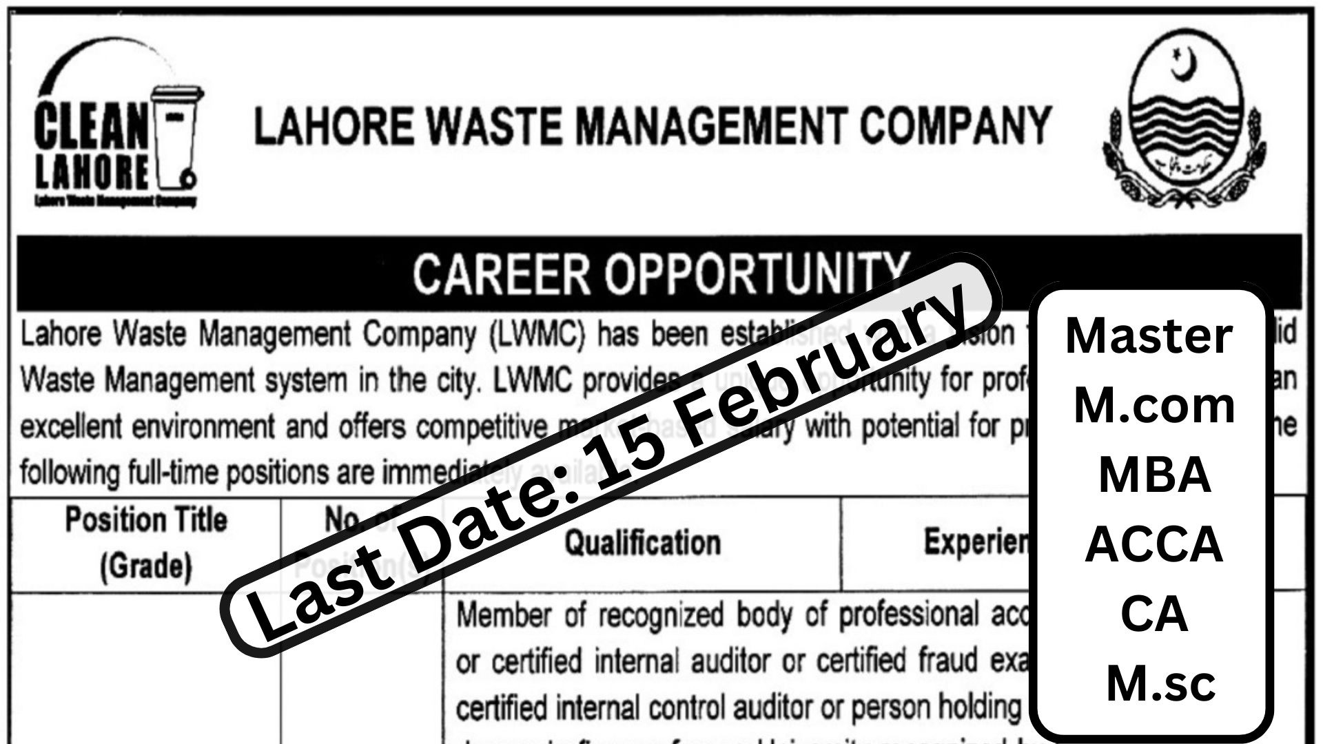 Lahore-Waste-Management-Company-Jobs-2023