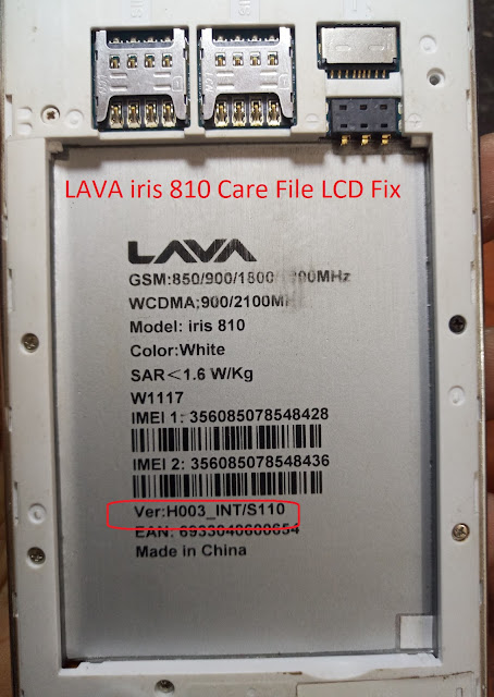 LAVA iris 810  S110  LCD Fix  File Download