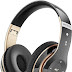 Bluetooth Headphones Over Ear, 6S Foldable Wireless Headphones with 6 EQ Modes, 40 Hours Playtime HiFi Stereo Headset with Mic, Soft Ear Pads, TF/FM for Cellphone/PC/Home (Black & Gold)