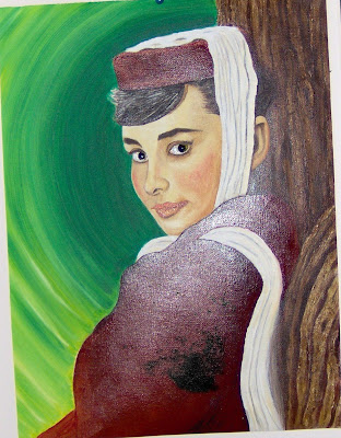 Portraits of Audrey Hepburn in oil paint
