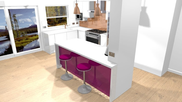 Supermatt white and Gloss Aubergine kitchen by Kree8 kitchens and bedrooms of Lancaster.