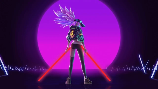 KDA Akali Neon Wallpaper