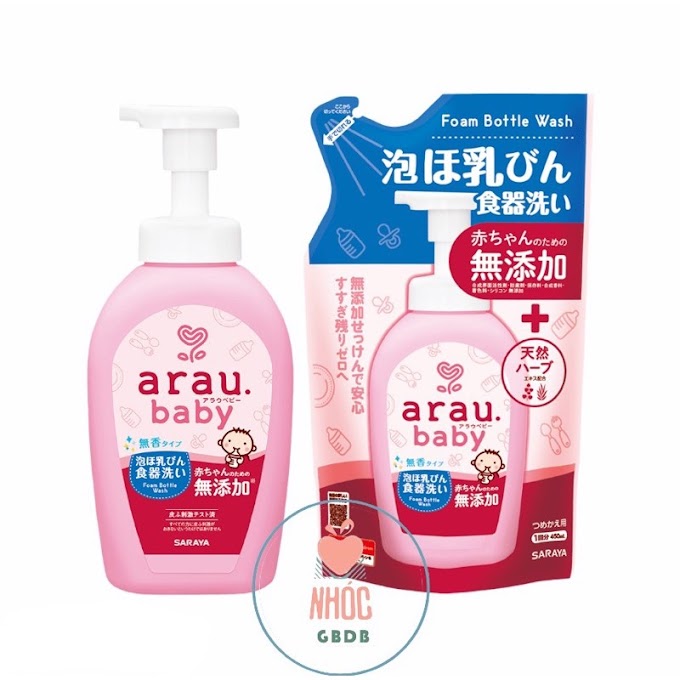 [HSD 2023] Nước rửa bình sữa Arau Baby túi 450ml nội địa Nhật