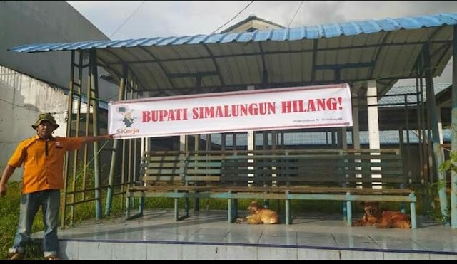 Spanduk Bertuliskan "BUPATI SIMALUNGUN HILANG" Dipasang Oknum Tak Bertanggungjawab