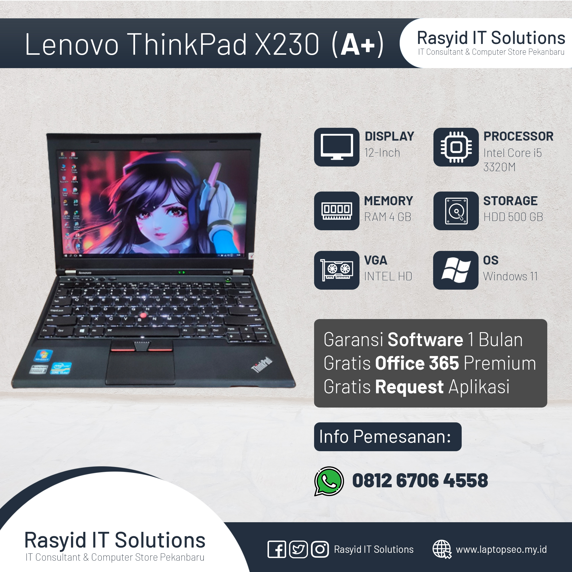 Lenovo ThinkPad X230 Core i5 Kondisi Istimewa
