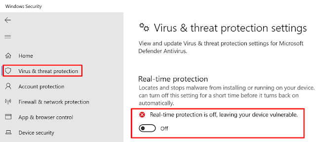 Turn Off Real-Time Protection