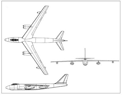 Boeing B-47 Stratojet taslak çizimi.