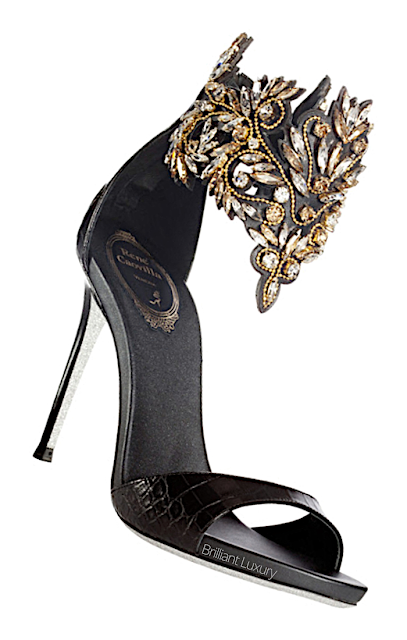 ♦Rene Caovilla embellished black ankle wrap pumps #renecaovilla #shoes #brilliantluxury