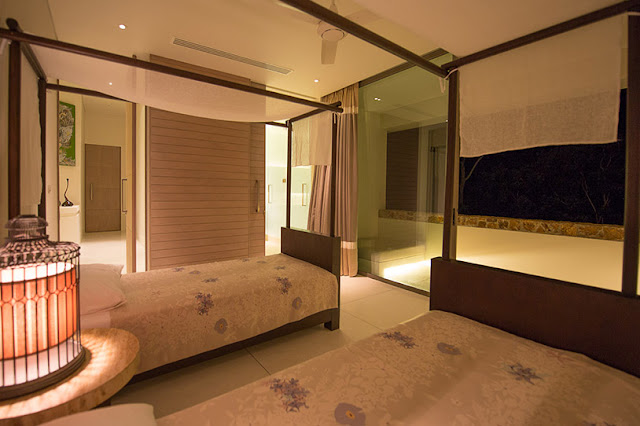 Picture of modern bedroom at night