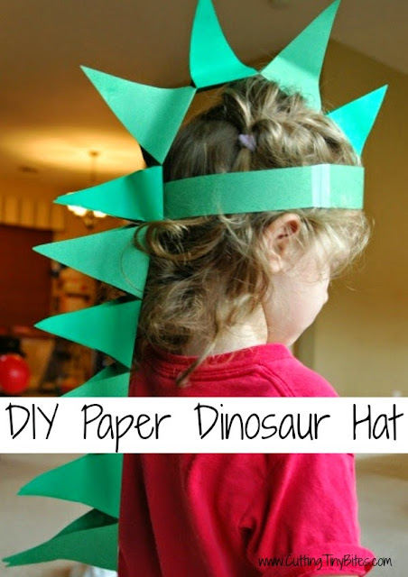 DIY Paper Dinosaur Hat. Craft for preschool or older kids.