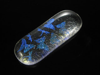 Etched dichroic fused glass pendant butterflies by La Vidalerie Jewellery