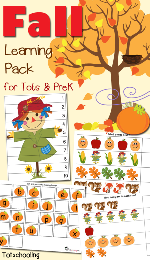 Download Fall Learning Pack for Toddlers & Preschoolers | Totschooling - Toddler, Preschool, Kindergarten ...
