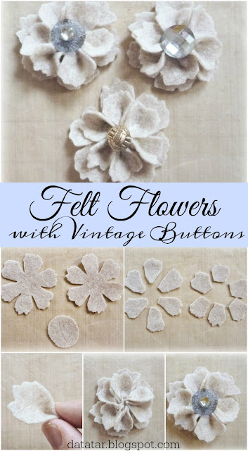 Vintage Button Felt Flower Tutorial by Dana Tatar