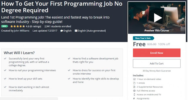 [100% Off] How To Get Your First Programming Job No Degree Required| Worth 35$