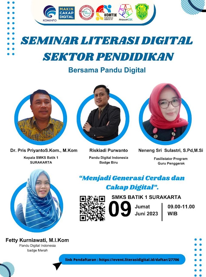 Seminar Literasi Digital Sektor Pendidikan bersama Pandu Digital di SMK Batik 1 Surakarta