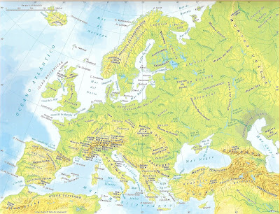 mapa de europa mudo. física: Europa física.