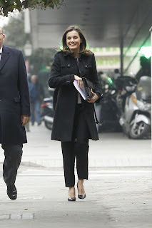 Queen Letizia of Spain At Chic Street Style In Madrid