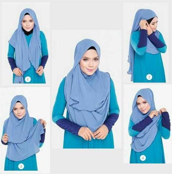 Trend pola kreasi tutorial gaya desain model hijab dengan jilbab atau kerudung segi empa 35 Model Tutorial Hijab Segi Empat Terbaru 2017/2018