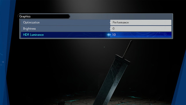 Final Fantasy 7 Rebirth Demo HDR Settings Screen