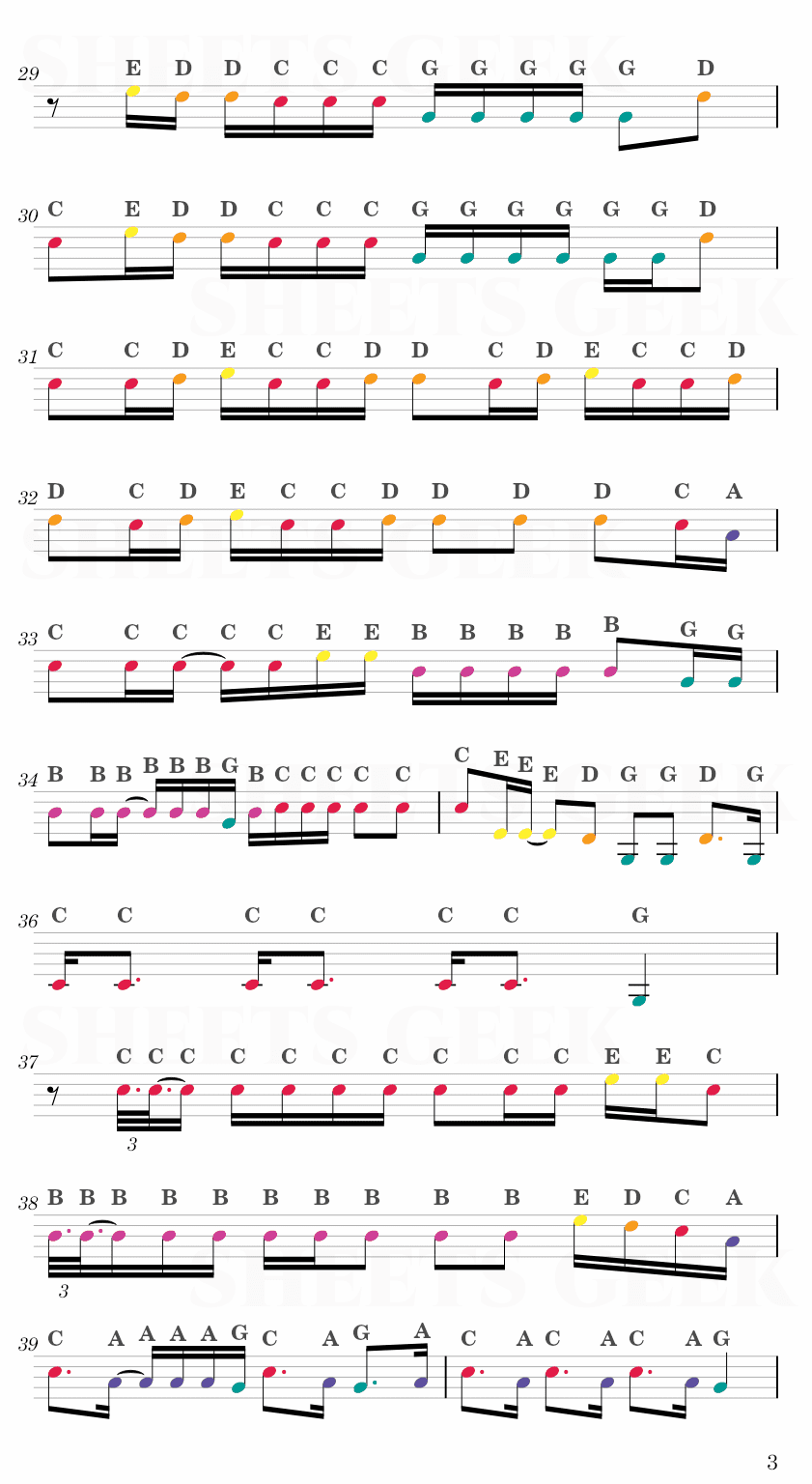 DARARI - TREASURE Easy Sheet Music Free for piano, keyboard, flute, violin, sax, cello page 3
